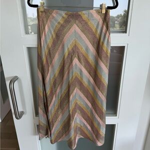 Zara Striped Metallic MIDI Skirt